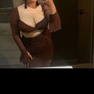 Chic Brown Cutout Dress